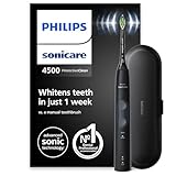 Philips Sonicare ProtectiveClean 4500 elektrische Zahnbürste, Schallzahnbürste mit 2 Putzmodi, Clean und White, Drucksensor, Timer und Reiseetui, Schwarz, Modell HX6830/53