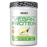 Weider Vegan Protein (750g) Vanille-Geschmack. eganes Proteinpulver mit Erbsen- & Reisprotein, mit Obst- & Gemüseextrakten, ohne künstliche Süßstoffe, ohne Zuckerzusatz. Glutenfrei. Mit Vitamin B12 (25 portionen)