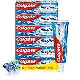 Colgate Zahnpasta Max Fresh Cooling Crystals 6x75 ml – effektive Zahnreinigung für langanhaltende Frische und ein sauberes Mundgefühl – hält die Zähne weiß und bekämpft Karies